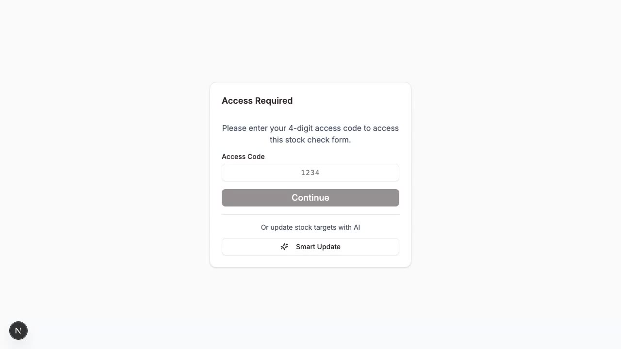 Storefront count screen for staff entering item quantities from a phone-friendly flow.